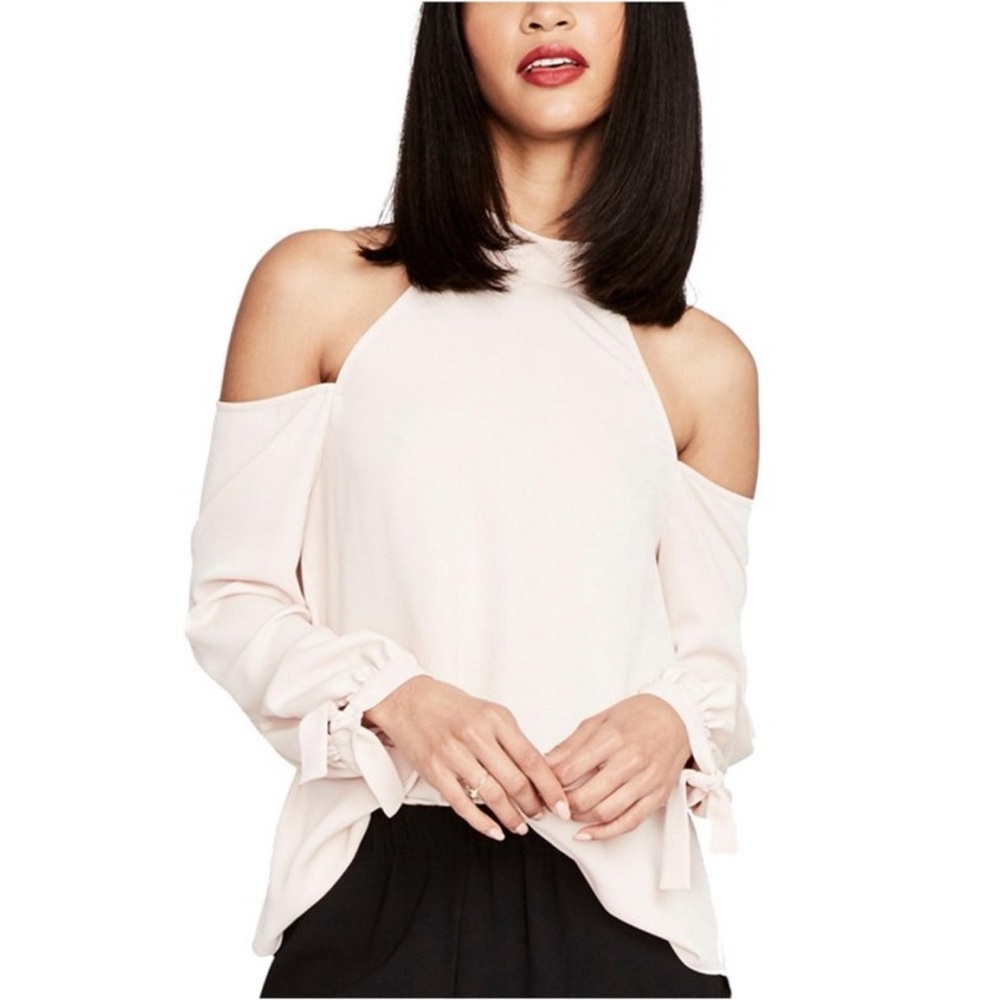 RACHEL Rachel Roy Mock Neck‎ Off-the-Shoulder Blush Blouse